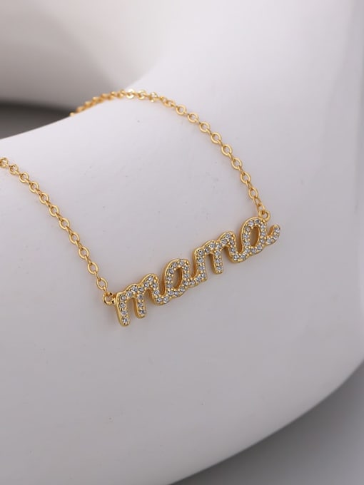 A2551 gold 925 Sterling Silver Cubic Zirconia Letter Minimalist Necklace