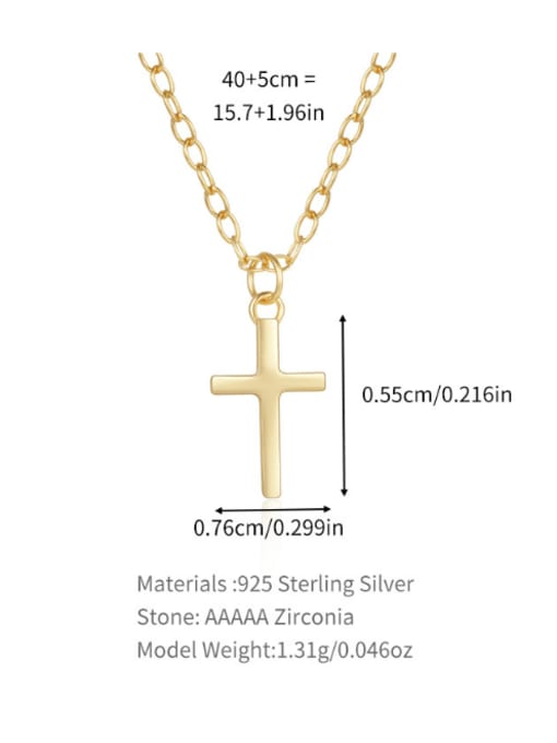 YUANFAN 925 Sterling Silver Cross Minimalist Regligious Necklace 3