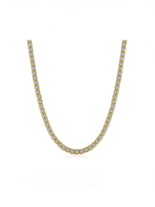 DY190477 gold 40cm 925 Sterling Silver Cubic Zirconia Geometric Minimalist Necklace