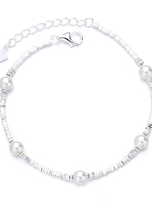 509L Bracelet approximately 4.4g 925 Sterling Silver Freshwater Pearl Dainty Geometric Bracelet and Necklace Set