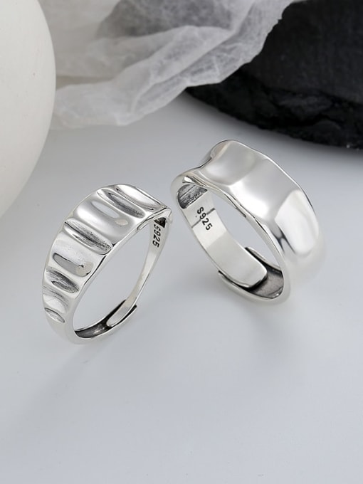TAIS 925 Sterling Silver Geometric Vintage Band Ring 2