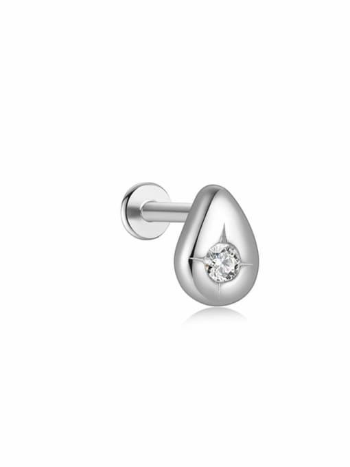 Single Platinum 1 925 Sterling Silver Cubic Zirconia Geometric Dainty Single Earring