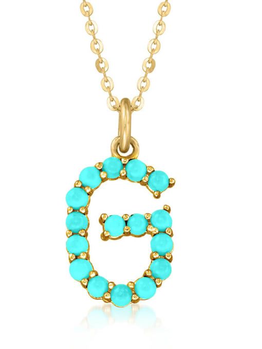 Gold G 925 Sterling Silver Turquoise Letter Dainty Necklace