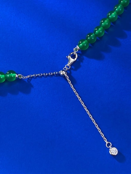 M&J 925 Sterling Silver Jade Vintage Beaded Necklace 2