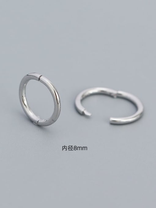 White gold (8mm) 925 Sterling Silver Geometric Minimalist Stud Earring
