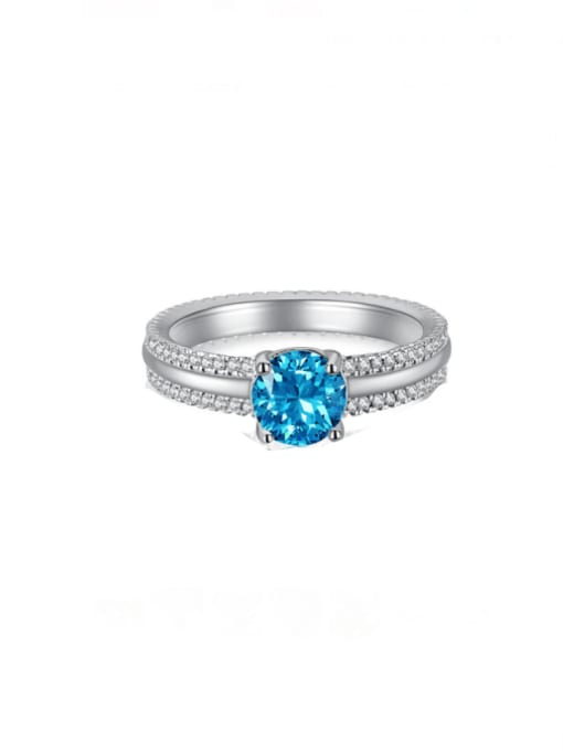 Blue DY120528 925 Sterling Silver High Carbon Diamond Geometric Minimalist Band Ring