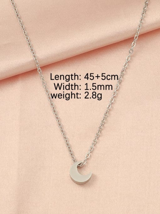 Moon Steel Stainless steel Heart Minimalist Necklace