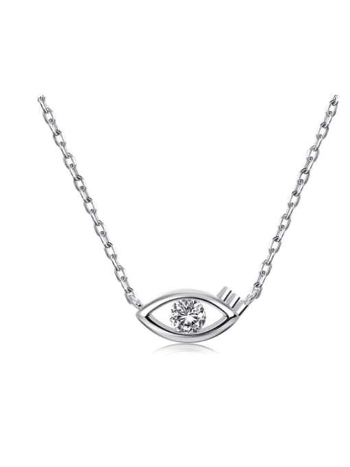 Platinum DY190753 S W WH 925 Sterling Silver Cubic Zirconia Evil Eye Dainty Necklace
