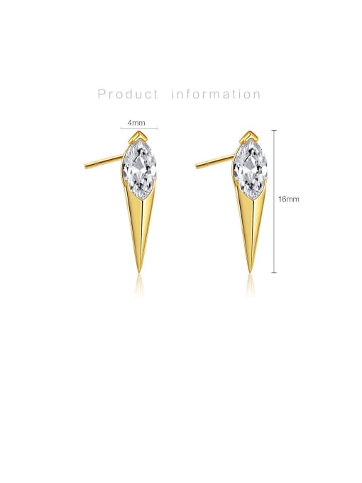 MZ- Silver 925 Sterling Silver Cubic Zirconia Geometric Trend Stud Earring 3