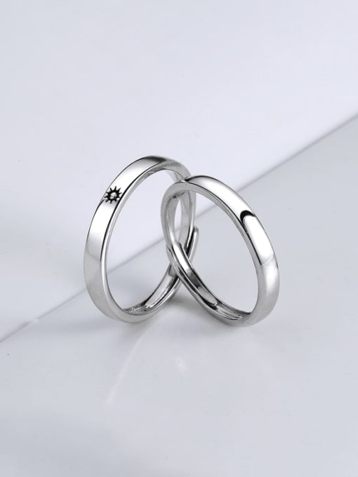 PNJ-Silver 925 Sterling Silver Moon Minimalist Couple Ring 0