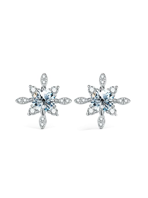 LOLUS 925 Sterling Silver Cubic Zirconia Flower Dainty Stud Earring 0