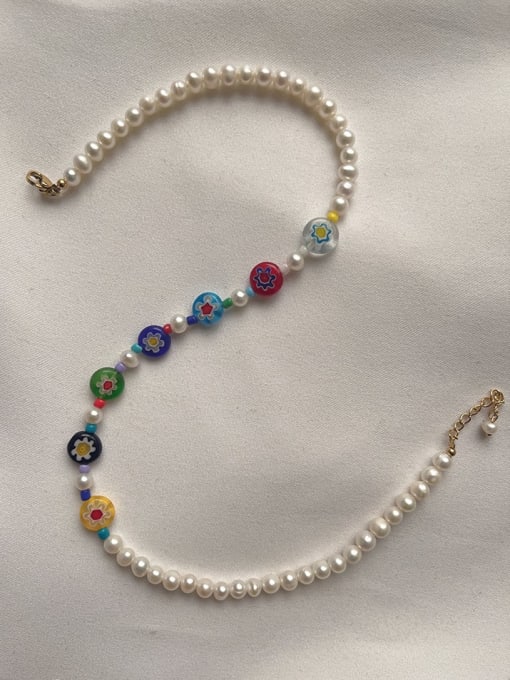 W.BEADS Freshwater Pearl Multi Color Irregular Bohemia   Handmade Beading  Necklace 1