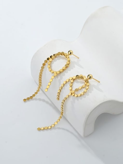E2152 Gold 925 Sterling Silver Geometric Tassel Minimalist Threader Earring