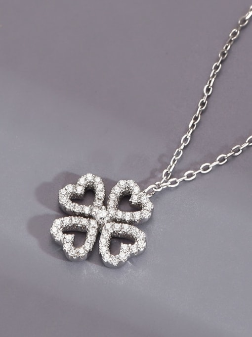 A&T Jewelry 925 Sterling Silver Cubic Zirconia Flower Dainty Necklace 1