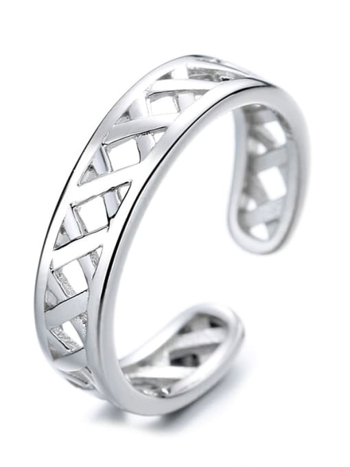 D046 platinum (about 2.36g) 925 Sterling Silver Geometric Trend Band Ring