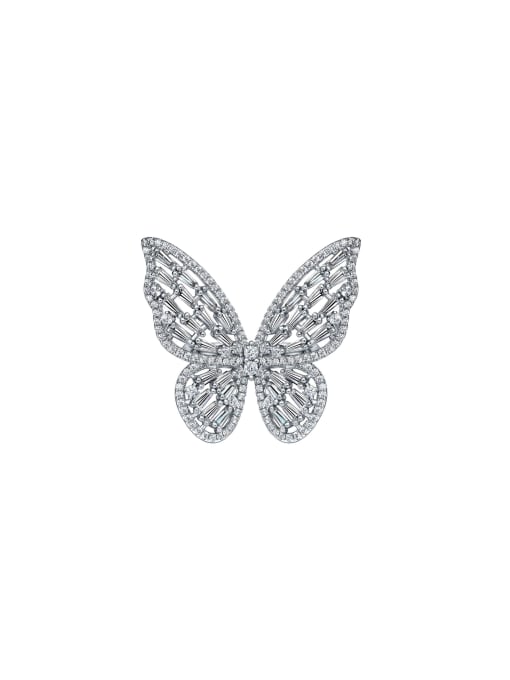 A&T Jewelry 925 Sterling Silver High Carbon Diamond Butterfly Dainty Ring