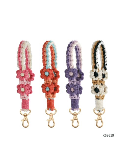 JMI Cotton thread Flower Keychain DIY Handwoven Wrist Strap Key Chain