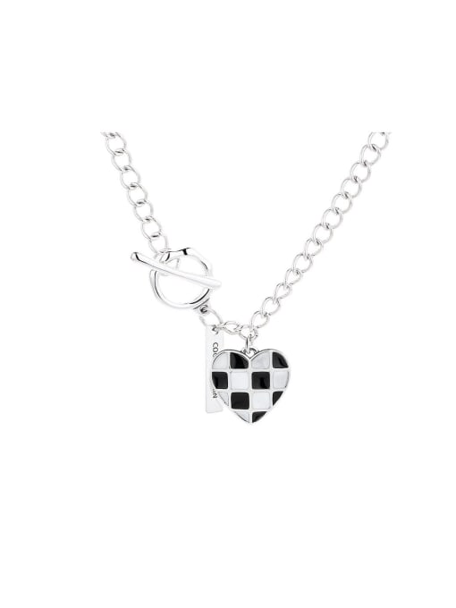 TAIS 925 Sterling Silver Enamel Heart Vintage Lariat Necklace 0