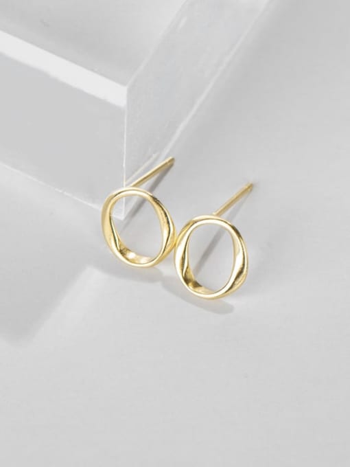 gold 925 Sterling Silver Round Minimalist Stud Earring