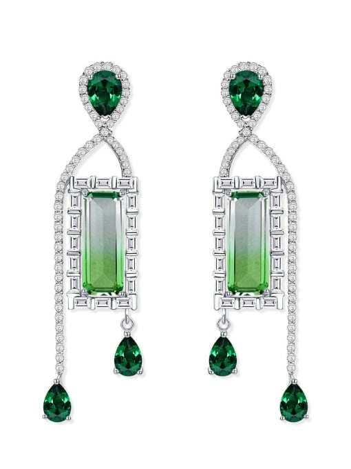 Gradient green  E 2802 925 Sterling Silver Cubic Zirconia Geometric Luxury Drop Earring