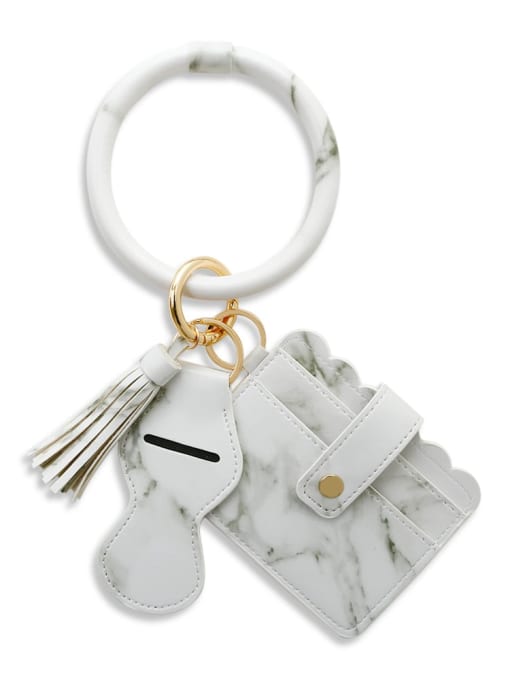 Marble white k68216 Alloy Leather Leopard Card package Hand Ring Key Chain
