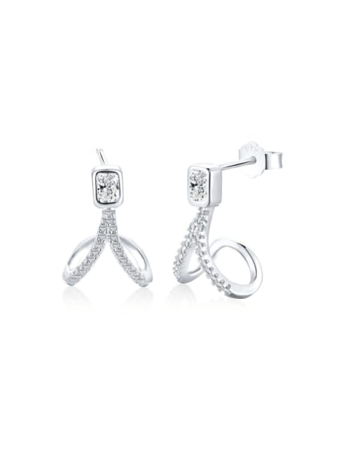 STL-Silver Jewelry 925 Sterling Silver Cubic Zirconia Geometric Dainty Drop Earring 1
