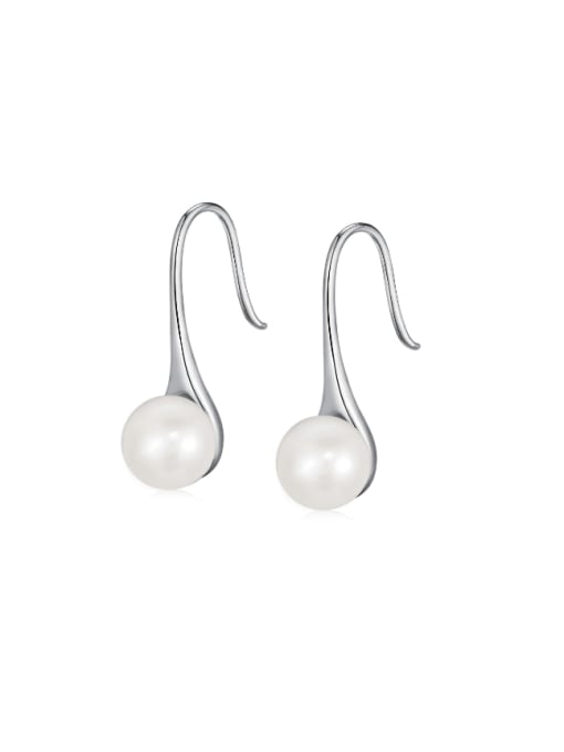 STL-Silver Jewelry 925 Sterling Silver Imitation Pearl Geometric Minimalist Hook Earring 0