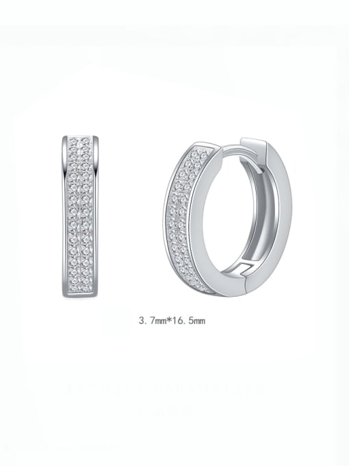 A&T Jewelry 925 Sterling Silver Cubic Zirconia Geometric Luxury Huggie Earring 2