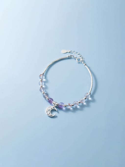 FAN 925 Sterling Silver Crystal Moon Cute Handmade Beaded Bracelet 0