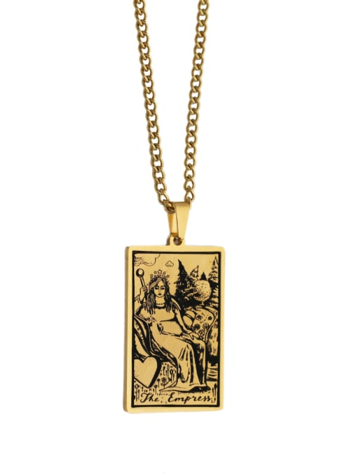 golden The Empress's Tarot hip hop stainless steel titanium steel necklace
