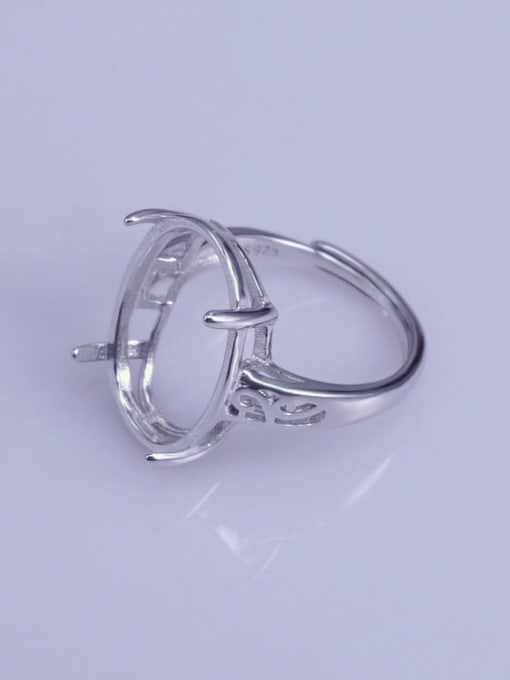 Supply 925 Sterling Silver 18K White Gold Plated Oval Ring Setting Stone size: 14*19mm 1
