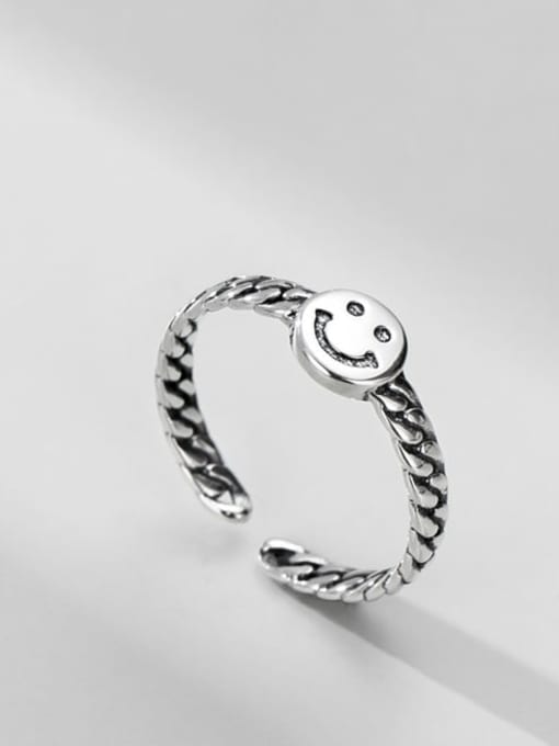 ARTTI 925 Sterling Silver Smiley Vintage Band Ring 0