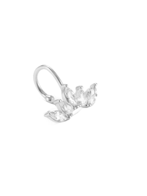 Single platinum 925 Sterling Silver Cubic Zirconia Crown Dainty Single Earring(Single-Only One)