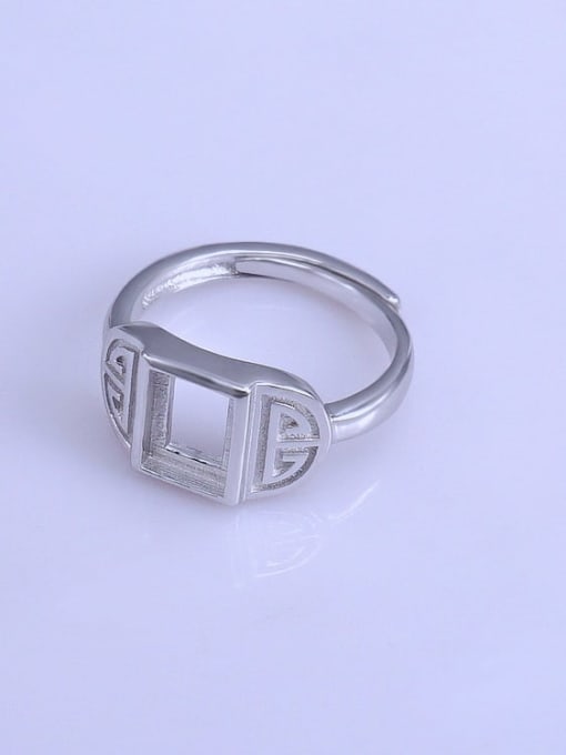 Supply 925 Sterling Silver 18K White Gold Plated Geometric Ring Setting Stone size: 6*8mm 1