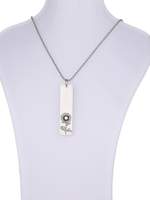 Steel 263 Stainless steel Rectangle Flowers Minimalist Necklace