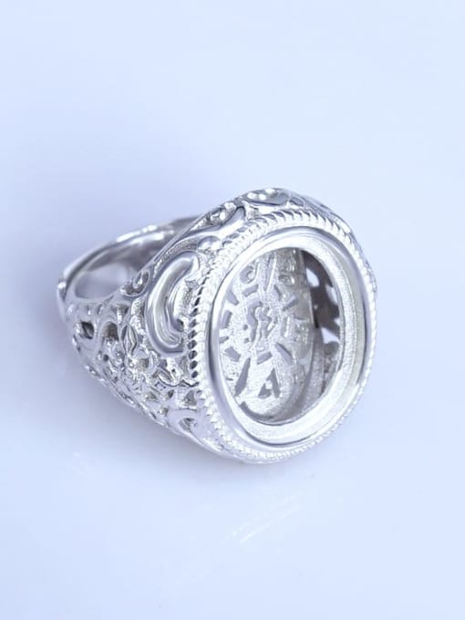 Supply 925 Sterling Silver 18K White Gold Plated Geometric Ring Setting Stone size: 15*18mm 2