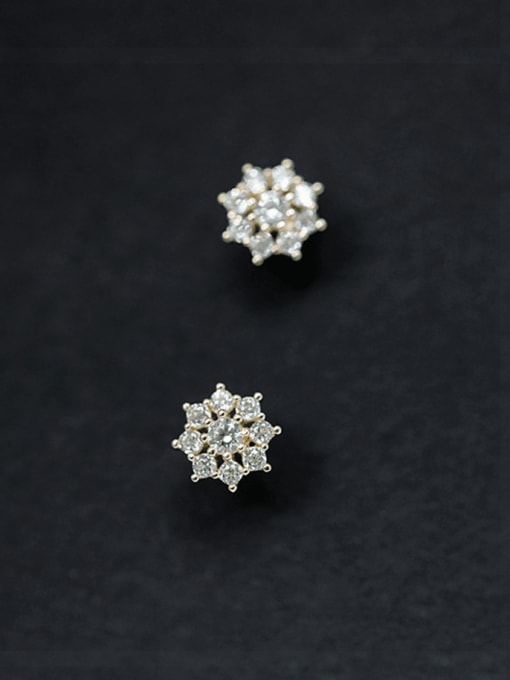 YUANFAN 925 Sterling Silver Cubic Zirconia Flower Dainty Stud Earring 0