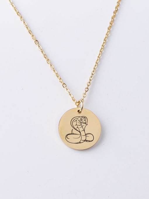 Gold yp001 121 20mm Stainless Steel Circle Cute Animal Pendant Necklace