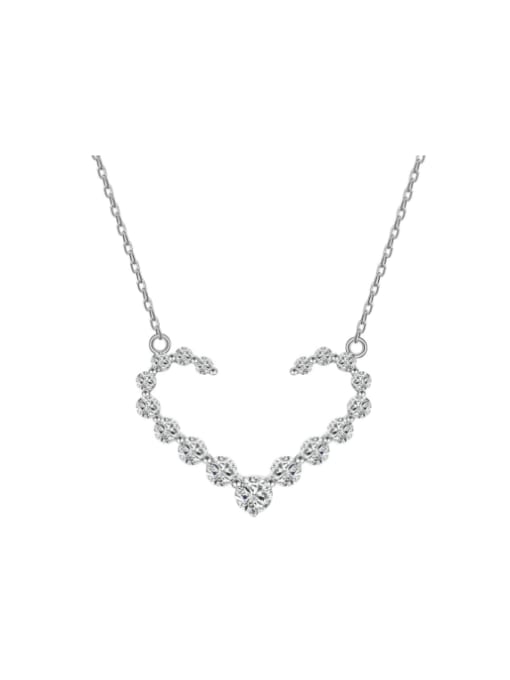 A&T Jewelry 925 Sterling Silver Cubic Zirconia Heart Dainty Necklace 0