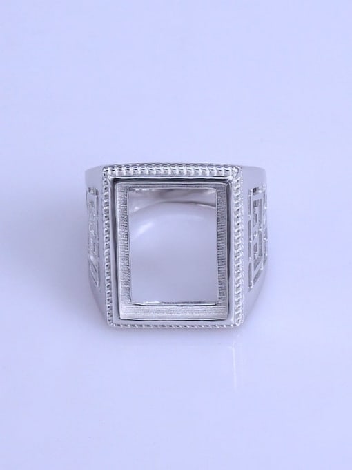 Supply 925 Sterling Silver 18K White Gold Plated Geometric Ring Setting Stone size: 12*18mm 0