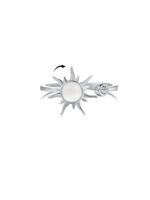 Platinum DY120856 S W WH 925 Sterling Silver Cubic Zirconia Flower Dainty Band Ring