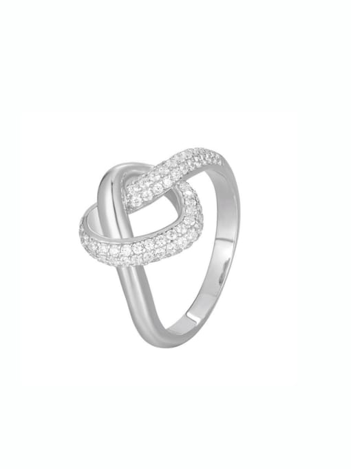 A&T Jewelry 925 Sterling Silver Cubic Zirconia Heart Knot Luxury Band Ring 0
