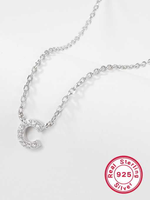 C Letter 925 Sterling Silver Letter Initials Necklace