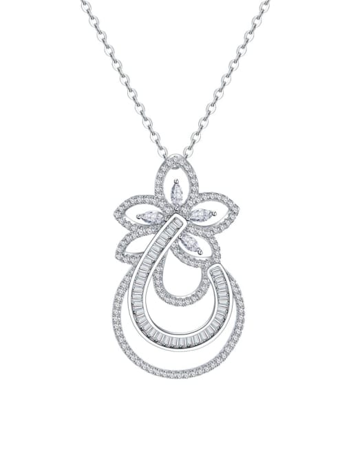 A&T Jewelry 925 Sterling Silver Cubic Zirconia Hollow  Flower Luxury Necklace 3