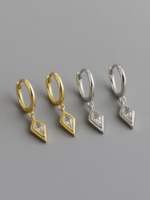 ACEE 925 Sterling Silver Cubic Zirconia Geometric Minimalist Huggie Earring 0