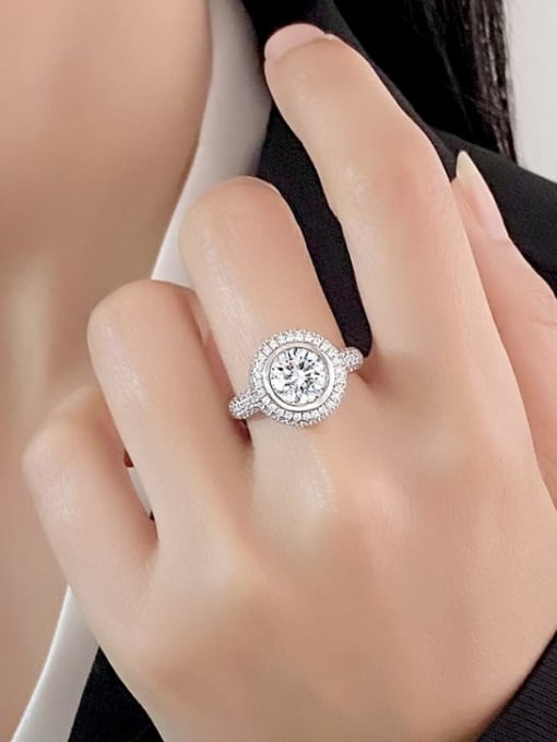 A&T Jewelry 925 Sterling Silver Cubic Zirconia Geometric Luxury Cocktail Ring 1