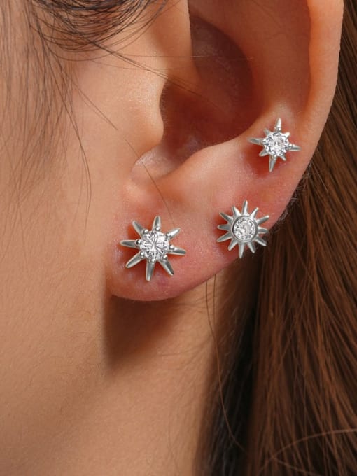YUANFAN 925 Sterling Silver Sun Flower Minimalist Stud Earring 2