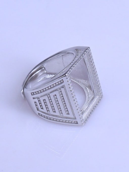 Supply 925 Sterling Silver 18K White Gold Plated Geometric Ring Setting Stone size: 13*18mm 2