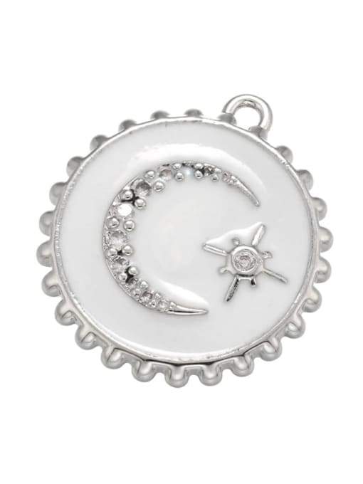 Silver white oil drop Drip Oil Color Moon Pendant Round Star Jewelry Accessories