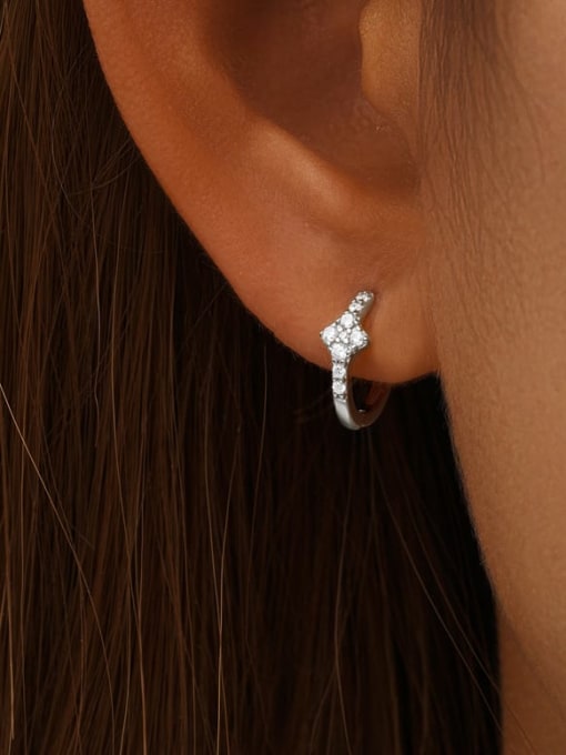 YUANFAN 925 Sterling Silver Cubic Zirconia Cross Dainty Huggie Earring 1